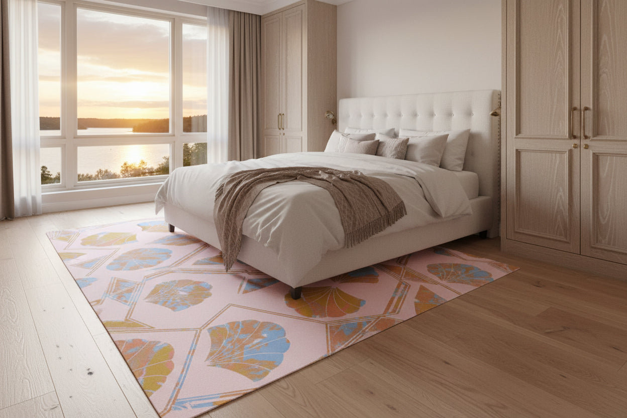 Art Deco Diagonal Pink Rug