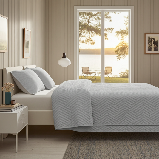 ESPEN - Överkast dubbelsäng grått