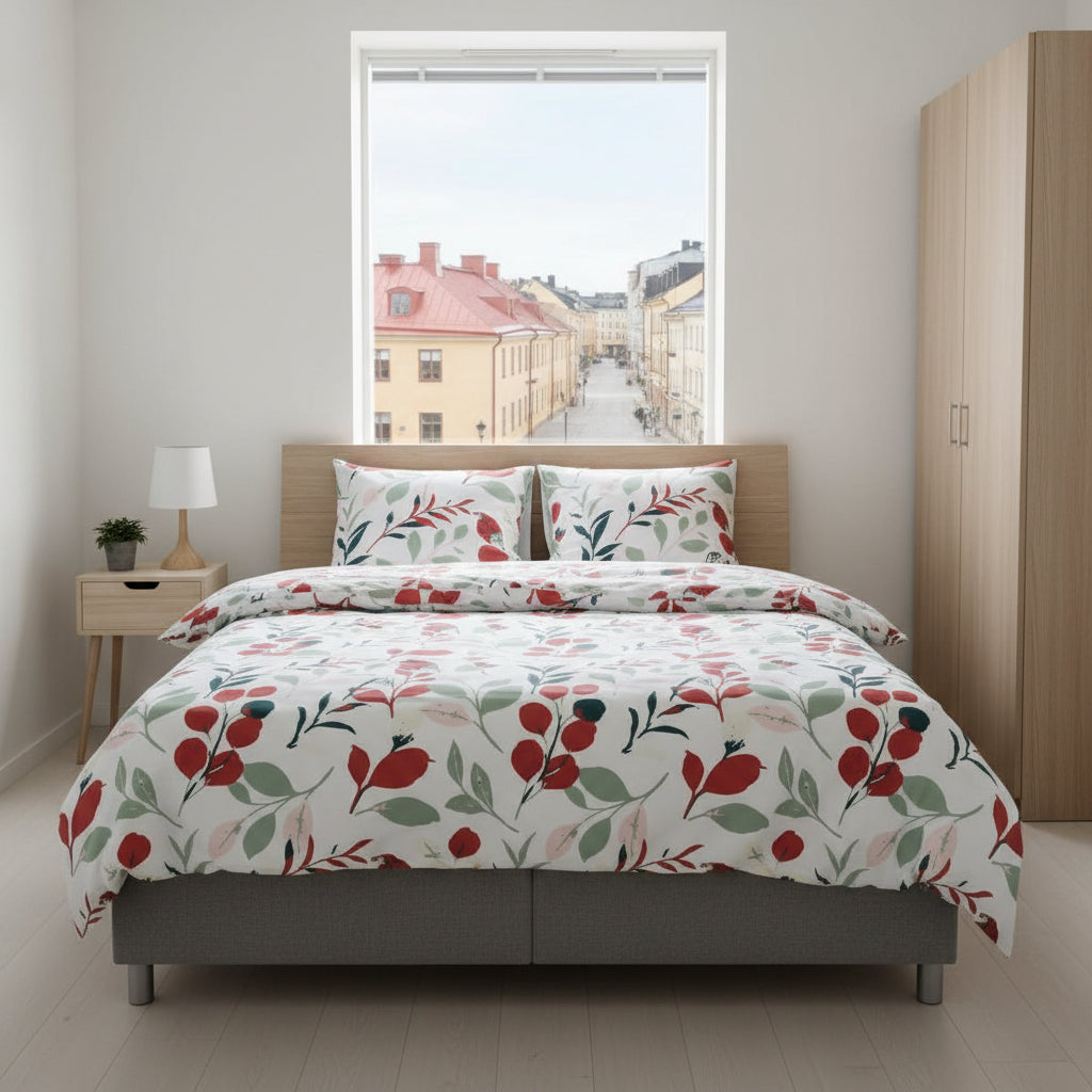 Påslakan Påslakanset SÖMNIG - blommigt för dubbelsäng (220 x 240 cm)