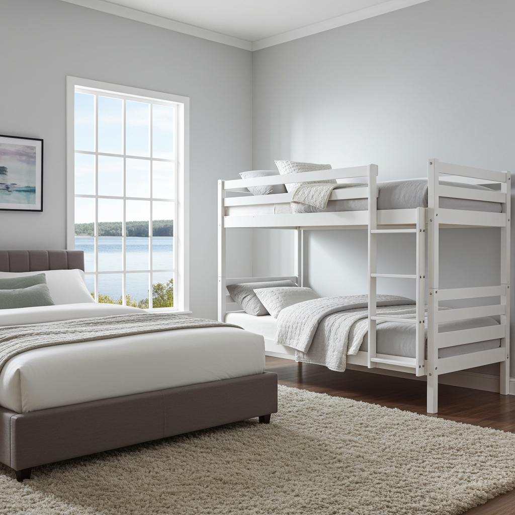 Våningssäng Våningssäng BJÖRK vit – Klassisk och stabil sovplats för två (90 x 200 cm)