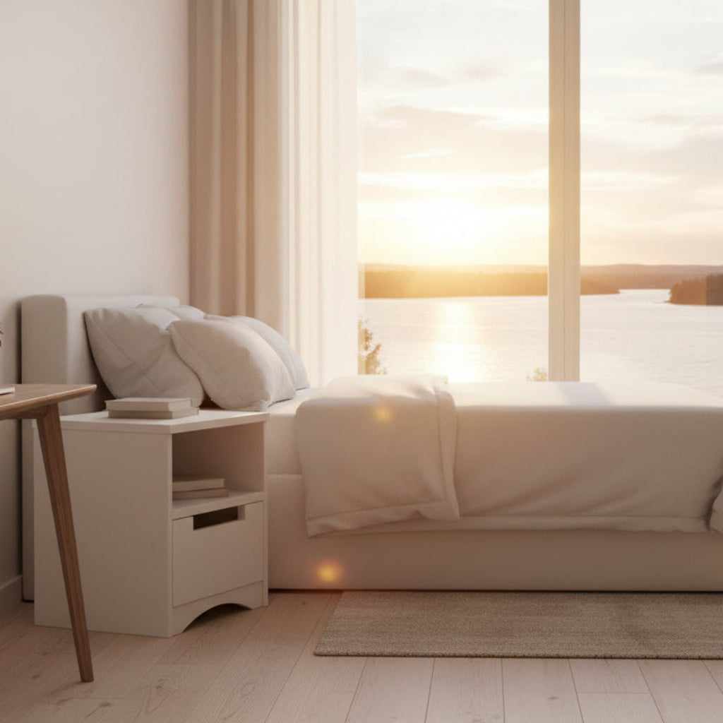 Sängbord Sängbord KLASSISK vit – Stilrent nattduksbord i massivt trä