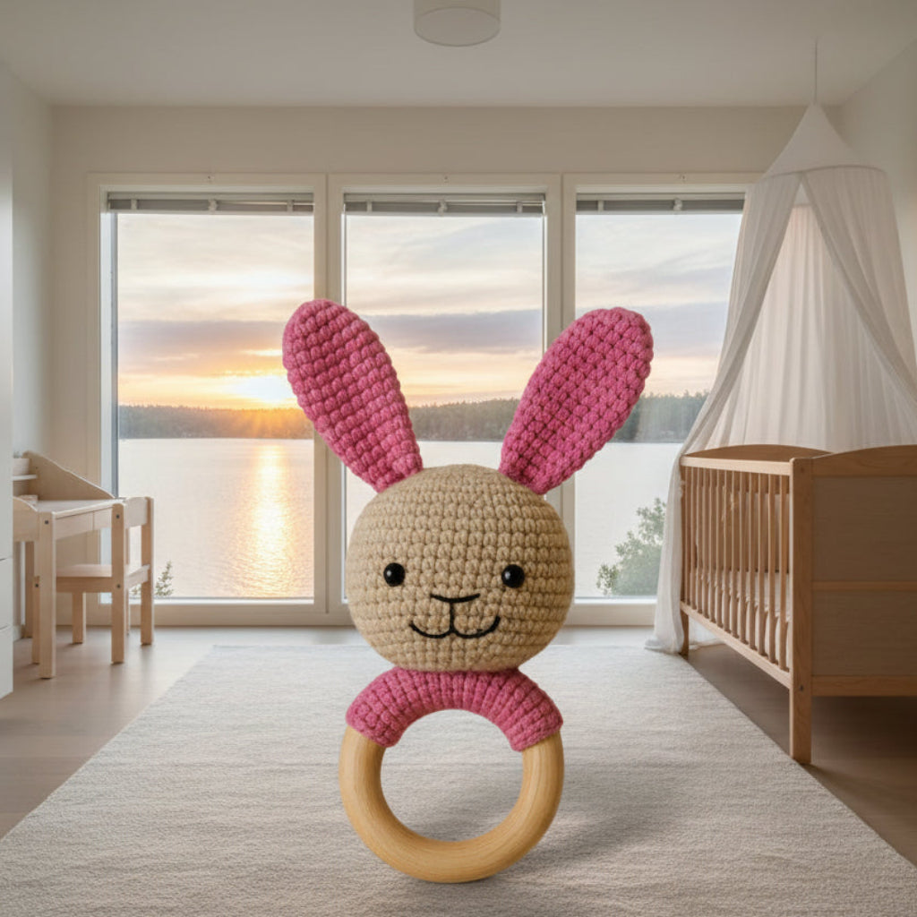 Skallra Skallra för baby HAPPY – En färgglad och greppvänlig första leksak