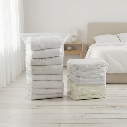 Förvaring Vakuumpåse PLATTA – Maximera din förvaring och spara upp till 80 % plats (Flera storlekar)