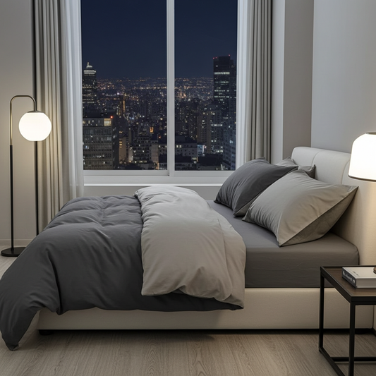 ZENTO Bäddset 4 delar Svart & Grå