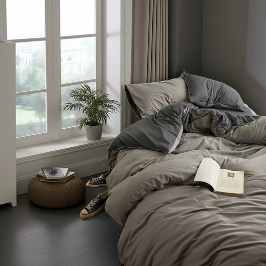 ZENTO Bäddset 4 delar Svart & Grå