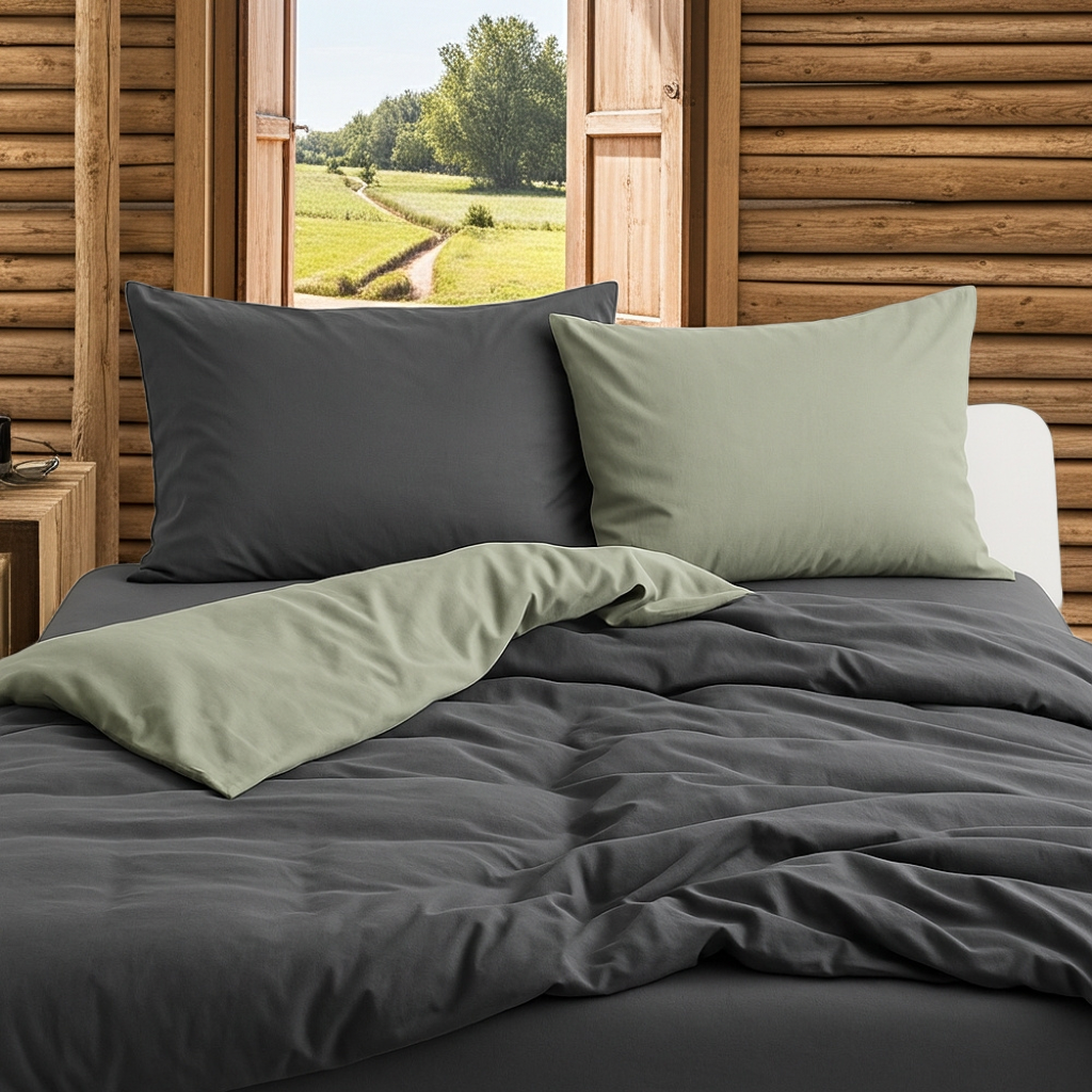 ZENTO Bäddset 4 delar Svart & Grön