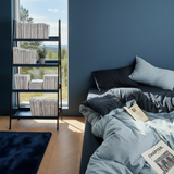 Bäddset Bäddset ZENTO 4 delar – Modern kontrast i svart och ljusblått (150x200cm)