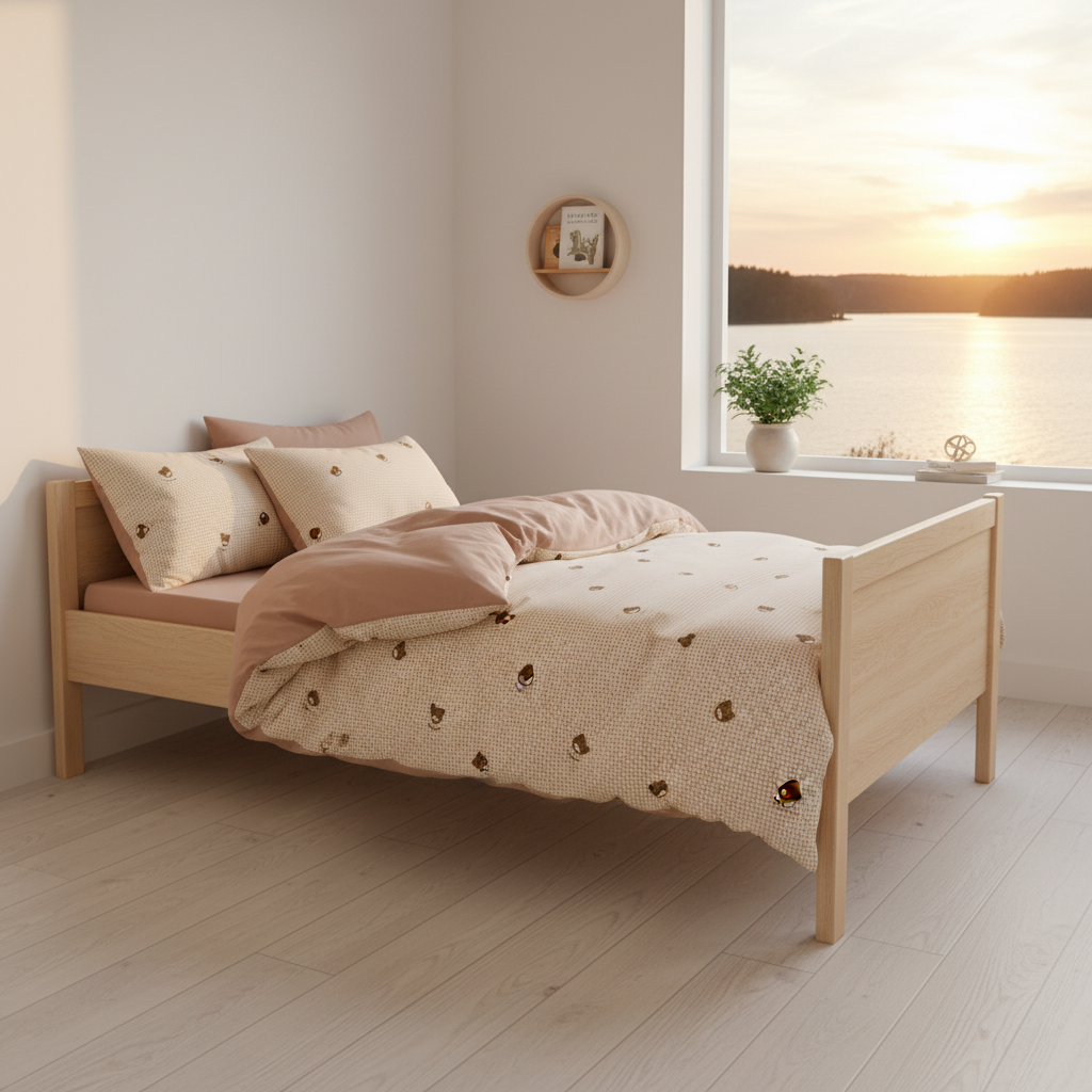 Bäddset Påslakanset FRIDA – Mysig design med söta brunbjörnar (150x200cm)
