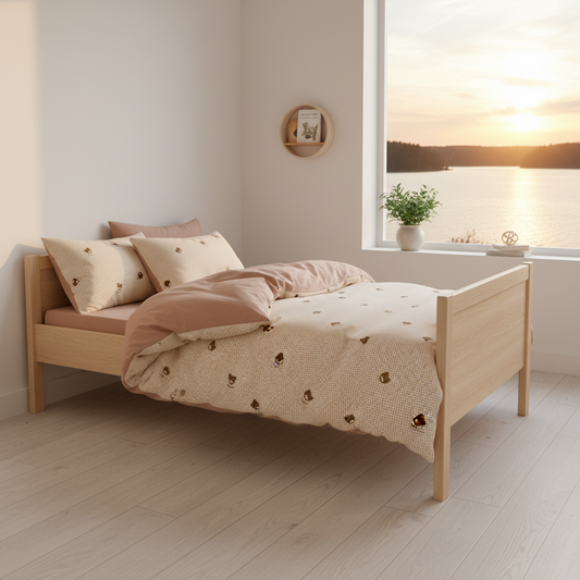 Bäddset Påslakanset FRIDA – Mysig design med söta brunbjörnar (150x200cm)