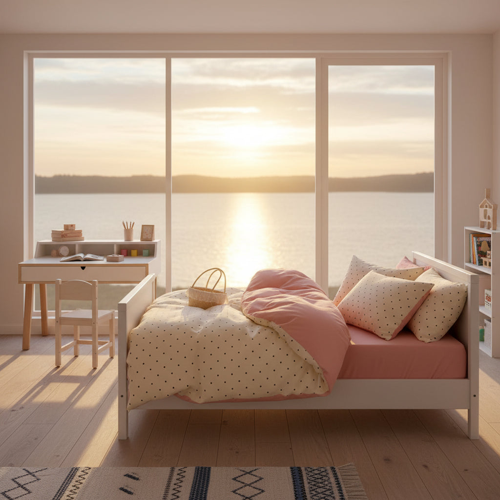 Bäddset Bäddset FRIDA – Klassiska rosa prickar för en lekfull bäddning (150x200cm)