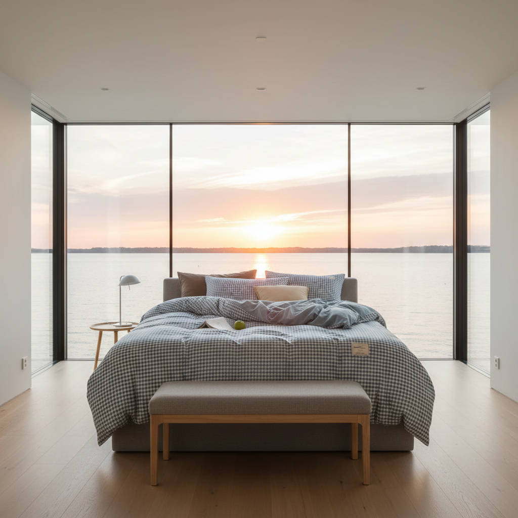 Bäddset Bäddset dubbelsäng MIDSOMMAR – Klassisk skandinavisk design med rutor och ränder (Flera varianter)