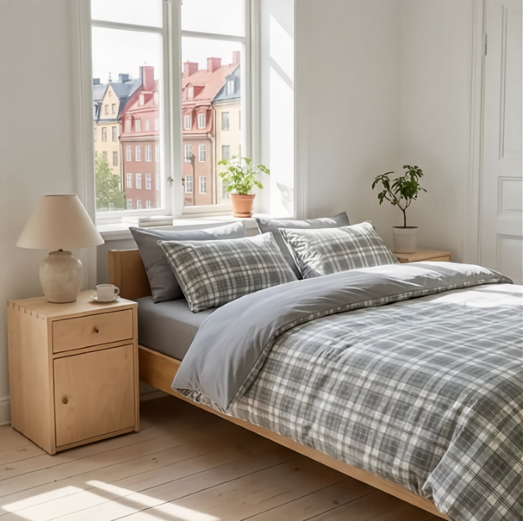 Bäddset Bäddset dubbelsäng MIDSOMMAR – Klassisk skandinavisk design med rutor och ränder (Flera varianter)