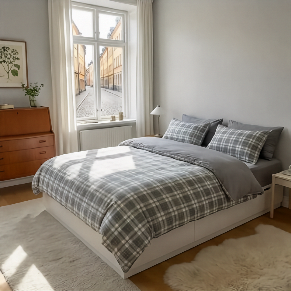 Bäddset Bäddset dubbelsäng MIDSOMMAR – Klassisk skandinavisk design med rutor och ränder (Flera varianter)