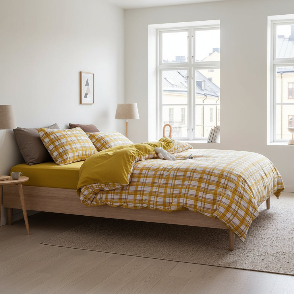 Bäddset Bäddset dubbelsäng MIDSOMMAR – Klassisk skandinavisk design med rutor och ränder (Flera varianter)
