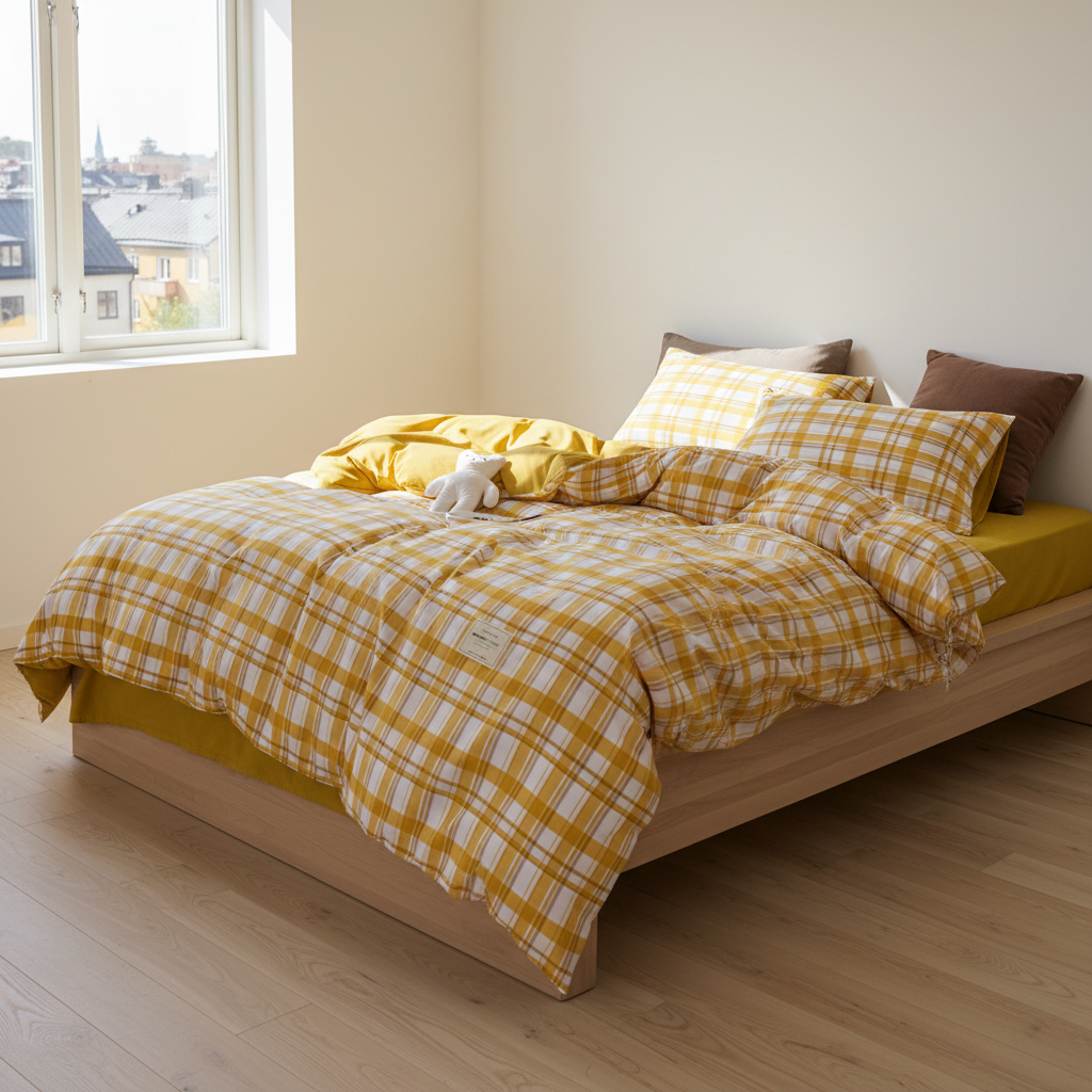 Bäddset Bäddset dubbelsäng MIDSOMMAR – Klassisk skandinavisk design med rutor och ränder (Flera varianter)